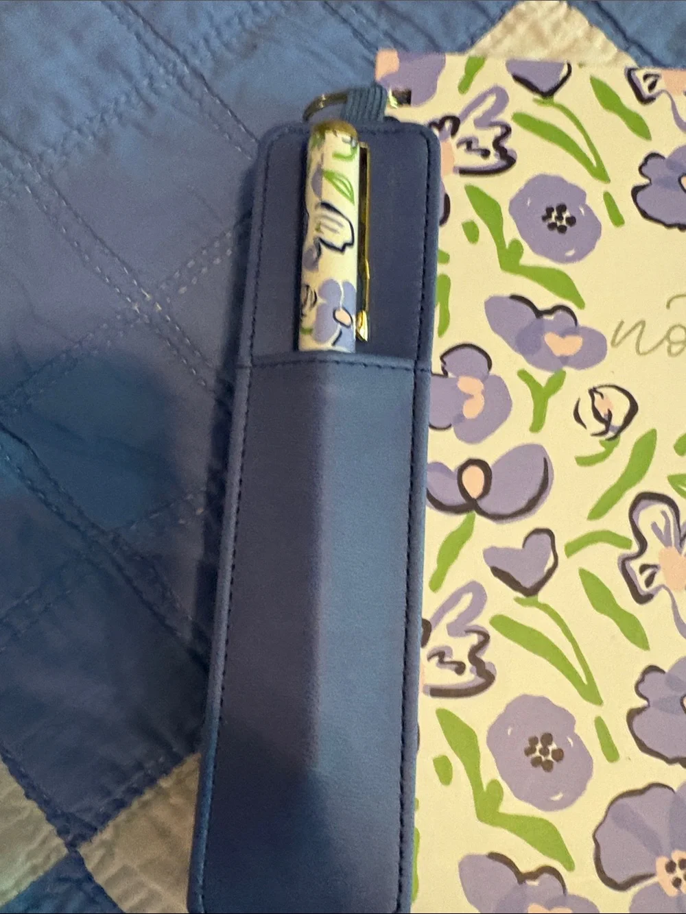 Nicole Miller Purple & Green Floral Notes Notebook with Pen Loop